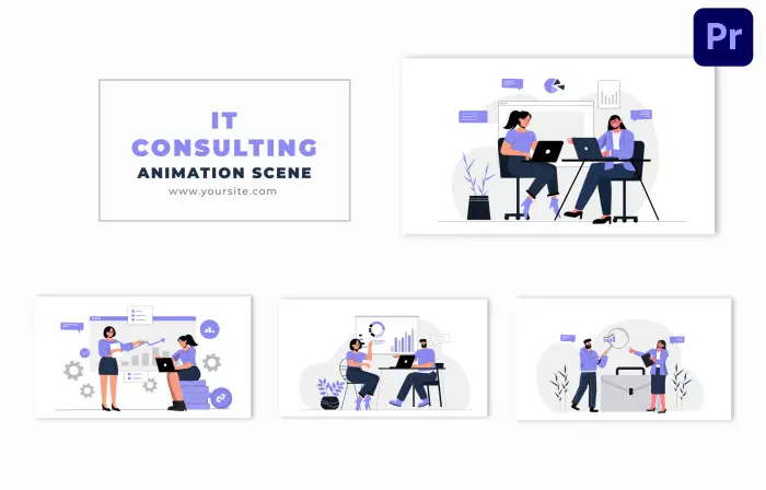 IT Consulting Concept Flat 2D Character Animation Scene